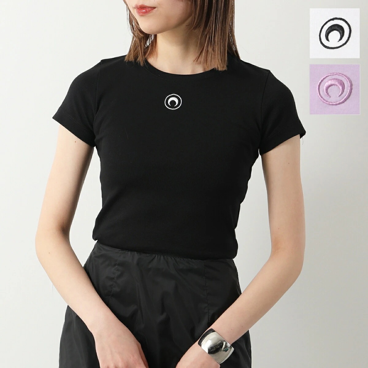Marine Serre マリーン セル Tシャツ Moon Logo Jersey Baby Fit T-Shirt WTT012 WTT012A レディース 半袖 クルーネック カットソー 三日月