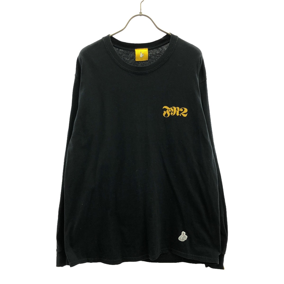 プリント柄 長袖 Tシャツ L ブラック ロンT バックプリント メンズ 古着