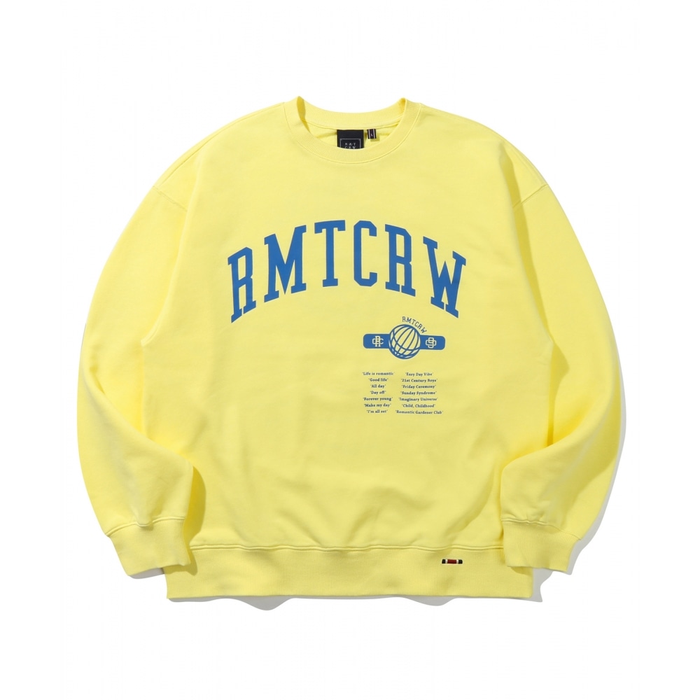 ROMANTIC CROWNグローブスローガンスウェットシャツ_ライトイエロー