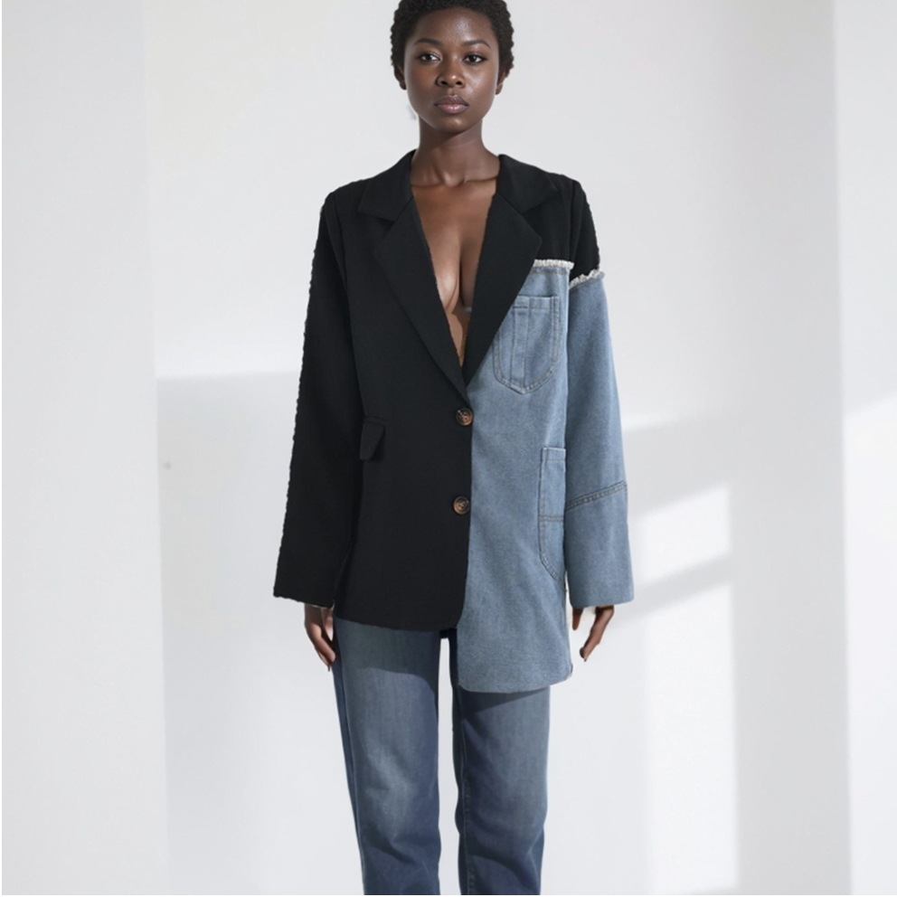 【日本未発売】スーツステッチデニムジャケット ジャケット レディース デニムジャケット デニム ジャケット カーディガン アウター 春秋 オシャレ モード系 オフィスコーデ a4061