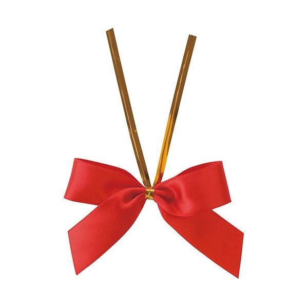 （まとめ）ヘッズ サテンリボンワイヤータイ レッド中 RED-YT1 1パック（50個） [x5]