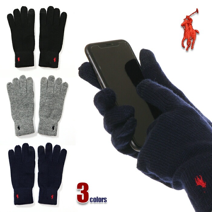 ラルフローレン 手袋 スマホ対応 メンズ POLO RALPH LAUREN てぶくろ グローブ スマホ 防寒 USAモデル ブランド ファッション スマートフォン対応 スマホ操作対応 ウール 通勤 8,193円