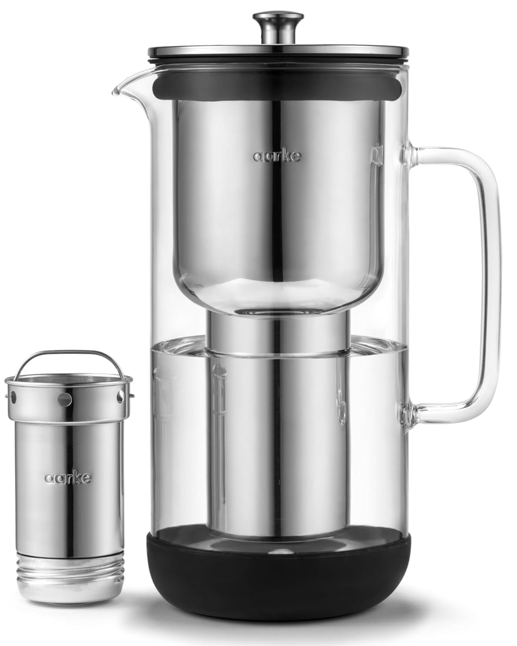 aarke ピューリファイヤー カラフェ型浄水器 ガラス製 高級ステンレス製フィルターカートリッジ 食洗機対応 ろ過水容量1.18L 全容量2.36L 【国内正規品】