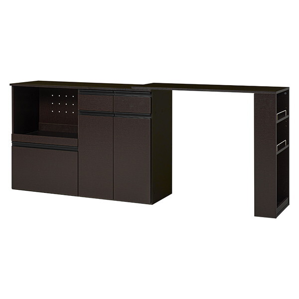 VKC-7156DBROS 伸縮キッチンカウンター(収納庫タイプ) ダークブラウン メーカー直送