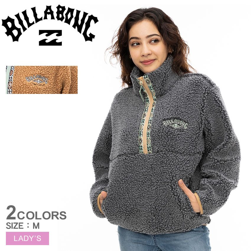 HORIZON MOCK NECK BE014043 レディース アウター フリースジャケット ジャケット ボアフリース ハーフジップ プルオーバー 上着 シンプル ロゴ ジップアップ 防寒