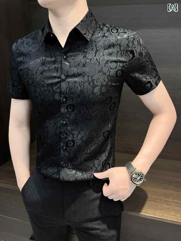 シャツ メンズ トップス 半袖 夏 スリムフィット カジュアル おしゃれ スタイリッシュ アーバン 紳士服