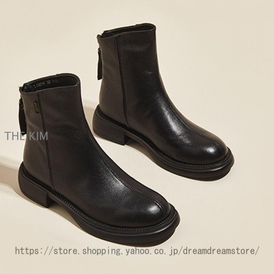 レディース ショートブーツ 本革 バックジップ 柔らかい 歩きやすい カジュアル ショート ブーツ 大きいサイズ ローヒール3.0cm ペタンコ 痛くないブーツ 脚長