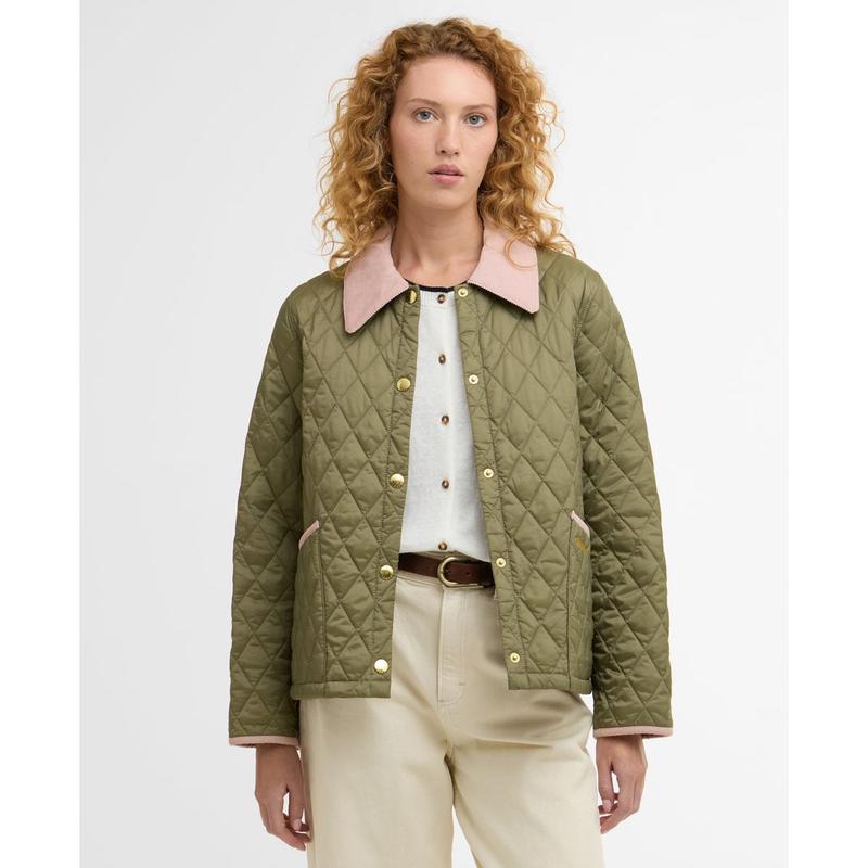 26SS 女性 カーキ Icons クロップド Liddesdale キルティングジャケット URJU6E310E2