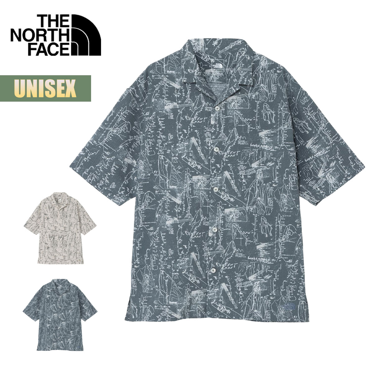 アロハシャツ ユニセックス ショートスリーブアロハリップシャツ S/S Aloha Rip Shirt 半袖 プリント グラフィック UVカット 通気性 アウトドア 開襟 アイボリー グレー