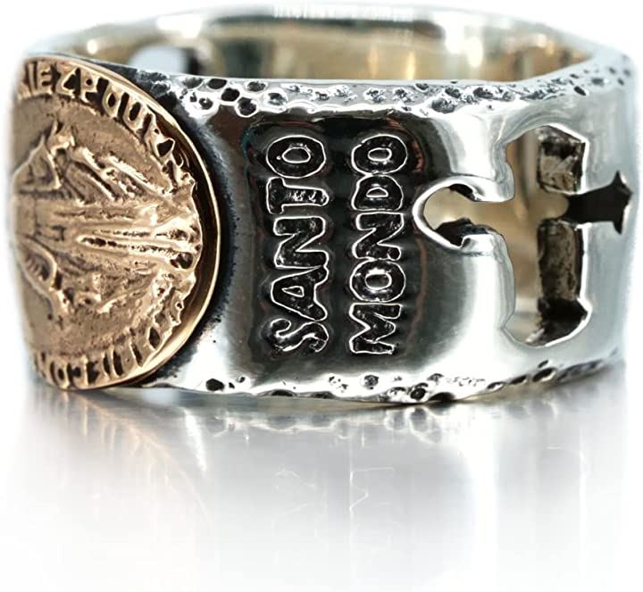 マリア クロス リング シルバー 925 指輪 スターリングシルバー 十字 メンズ レディース (シルバー, 15号)