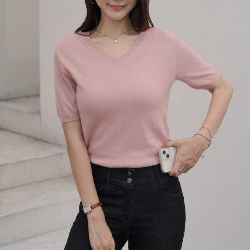 クリック＆ファニーケルソン Vネックウールニット 