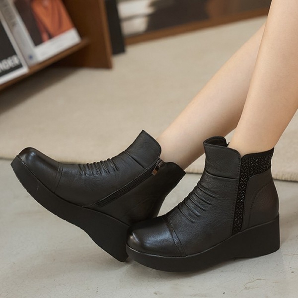 (ニナスパリ) ビーズ付き 6cm チャンキーヒールレザーアンクル