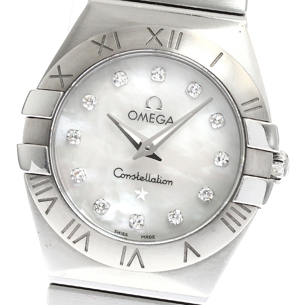 オメガ OMEGA 123.10.24.60.55.001 コンステレーション ブラッシュ 12Pダイヤ クォーツ レディース 箱・保証書付き_904692【中古】