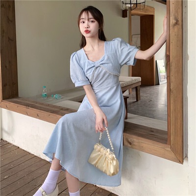 ワンピース デート フレアワンピース ミモレ ミモレ丈 袖あり 半袖 リボン かわいい 大人可愛い きれいめ シンプル カジュアル 大人 上品 おしゃれ お洒落 主役級 存在感 夏 10代 20代