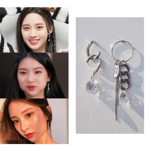 [ステイシーアイサ着用] アーバンチェーンイヤリング/大学生ファッション 韓国人気ファッション 韓国ジュエリー 人気ジュエリー 韓国ファッション