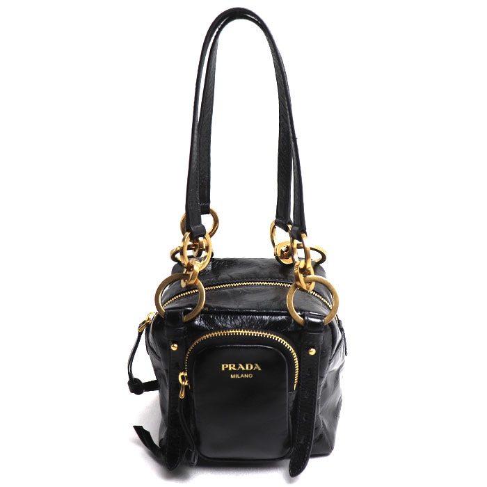 PRADA プラダ ダングル ハンドバッグ ブラック 1BB137 2CYR F0002 レディース 中古 美品