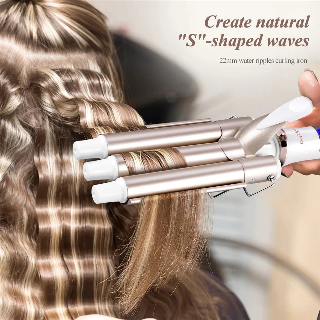 セラミック3バレル 携帯便利 旅行 カールアイロン ストレートアイロン ヘアアイロン 新品ヘアストレート＆カール 22mm