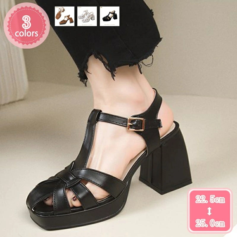 1000円OFFクーポン 厚底 ハイヒール パンプス レディース チャンキーヒール ストラップ 大きいサイズ 靴 イベント 女装 パーティー 春 夏 秋 コスプレ パンプス 痛くない 脱げない 歩きや