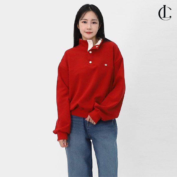 女性 秋の新作 ハーフジップ 配色 オーバーサイズ スナッププレスボタン スウェットシャツ LBB007
