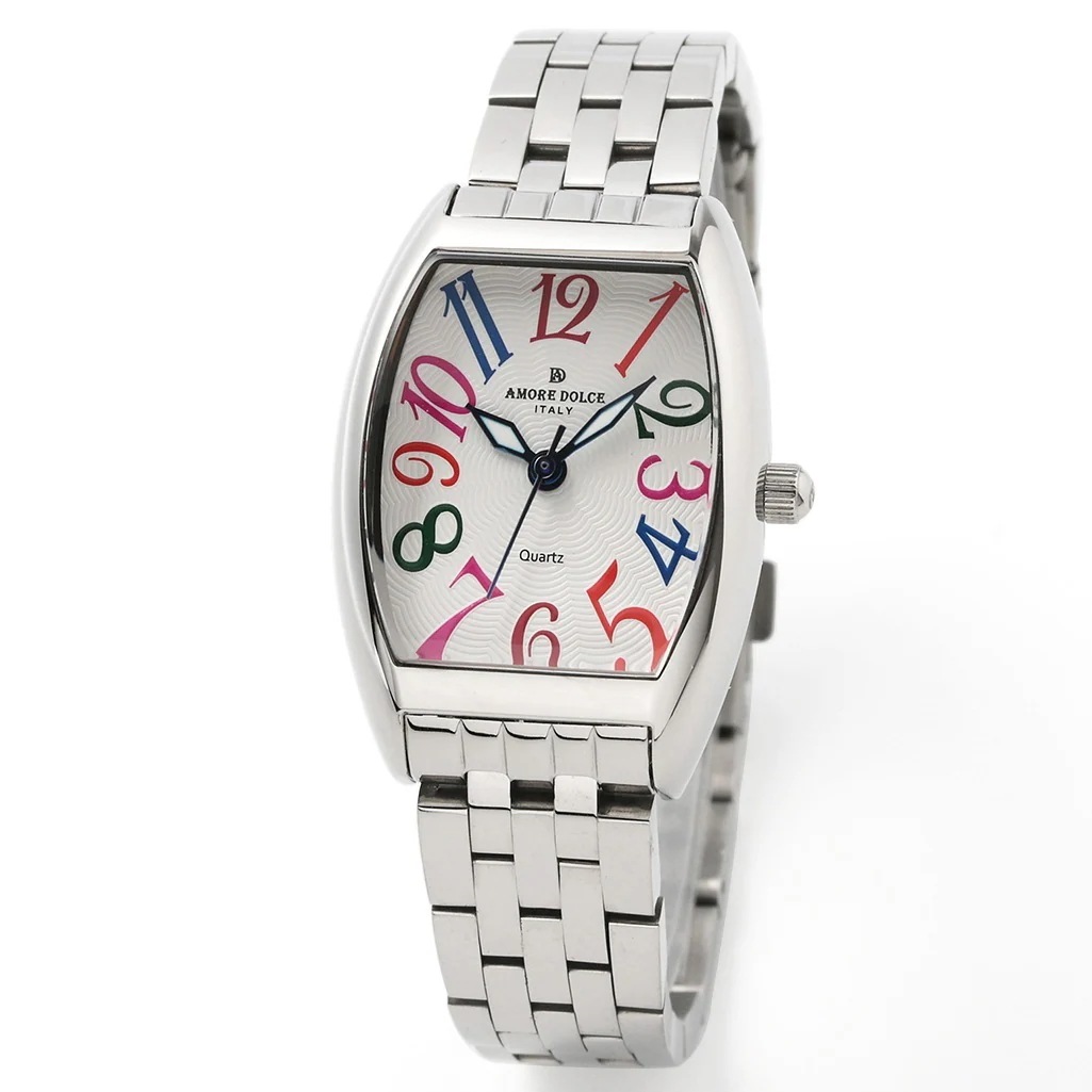 取寄品 正規品 AMORE DOLCE 腕時計 AD18302SS-SSWHCL トノー メタルバンド 防水 レディース腕時計