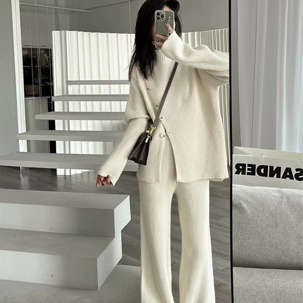 2025 セットアップ ファッション カジュアル ニットセーターパンツ スウェット上下セット 2点セット