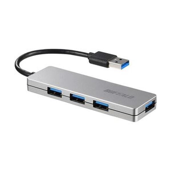 （まとめ）バッファロー USB3.0バスパワーハブ 4ポート シルバー BSH4U120U3SV 1個5セット