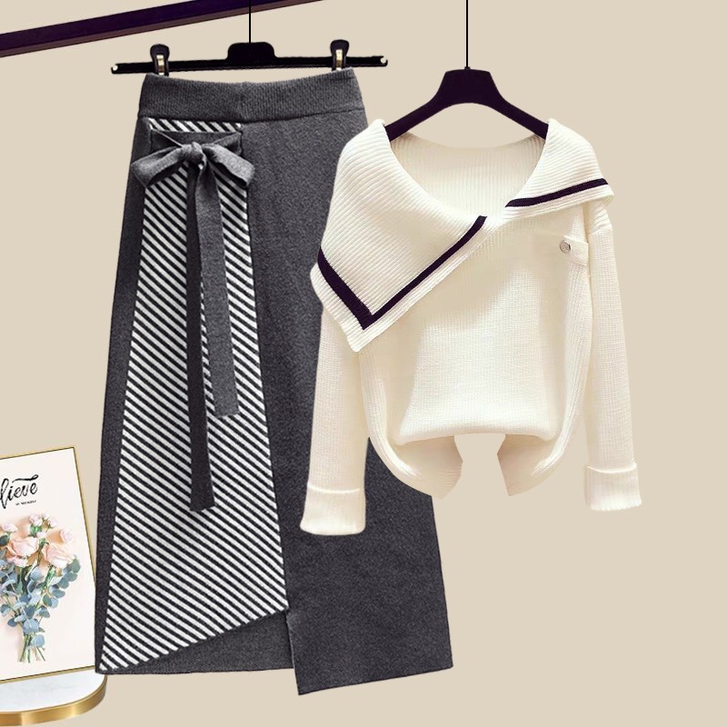 ハイエンドのカスタマイズ-秋冬メイラードファッションスーツスカート 2025 新しいセーターセータースカート女性の秋のツーピースセット