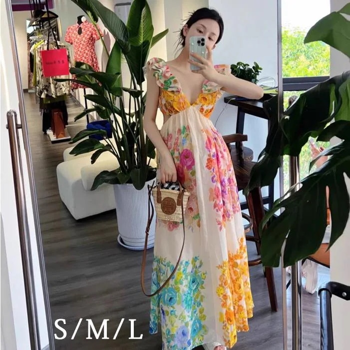 リゾートワンピース キャミソール 沖縄 大人 可愛い 夏 ロング ハワイ リゾートワンピ ハワイアン 沖縄 体型カバー 春夏おうち マキシ丈 韓国 ドレープ S M L
