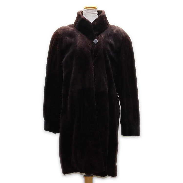 シェアード ミンク ファー コート ダークブラウン 送料無料 レディース ギフト プレゼント