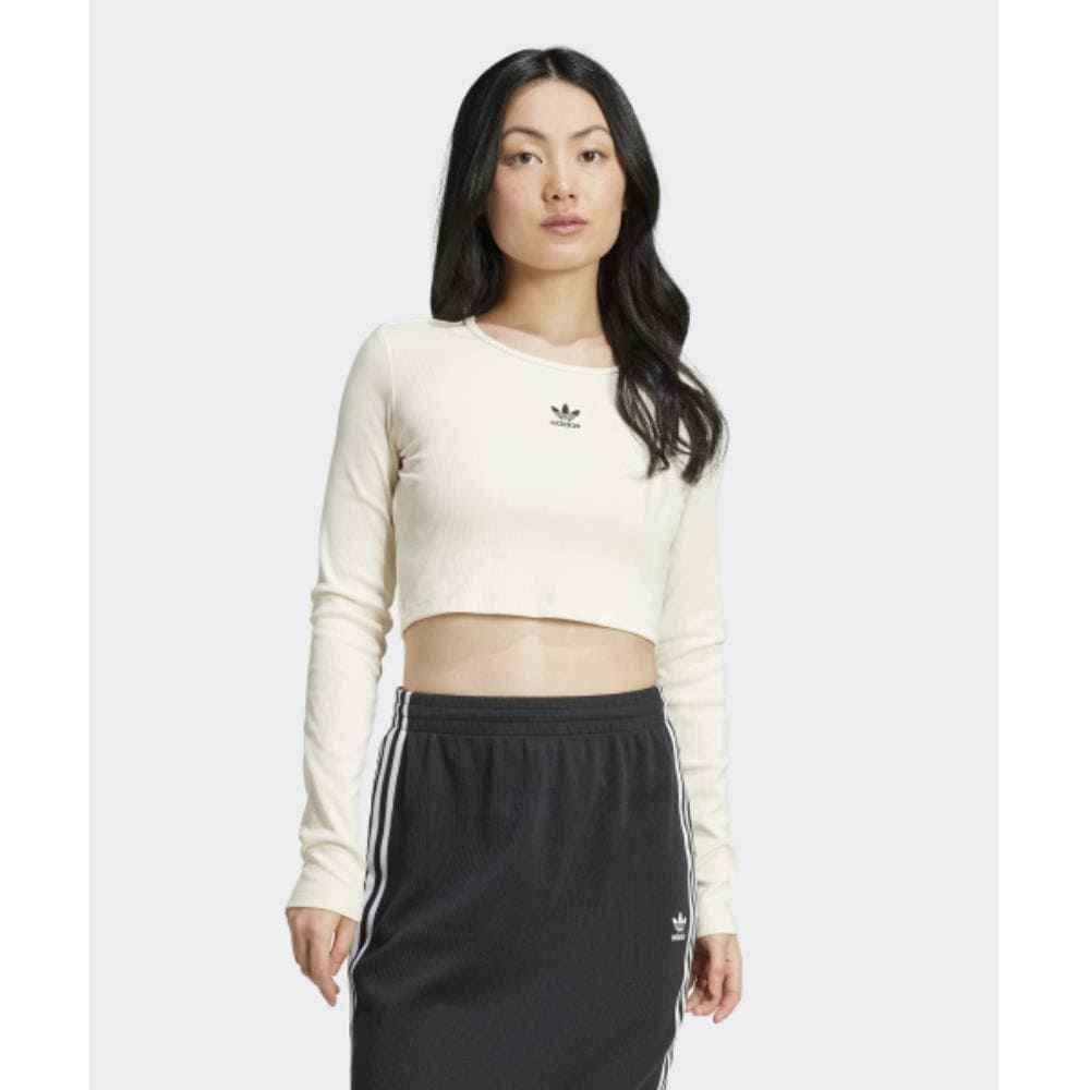 adidas Lip Crop Long Sleeve Tee Ivory IY9663
