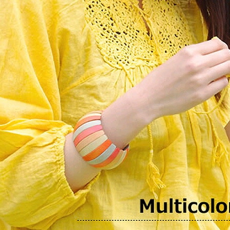 キャンプ 服 レディース ブレスレット マルチカラーウッドバングル キャンプ 服装 女子 春 夏 春夏 返品