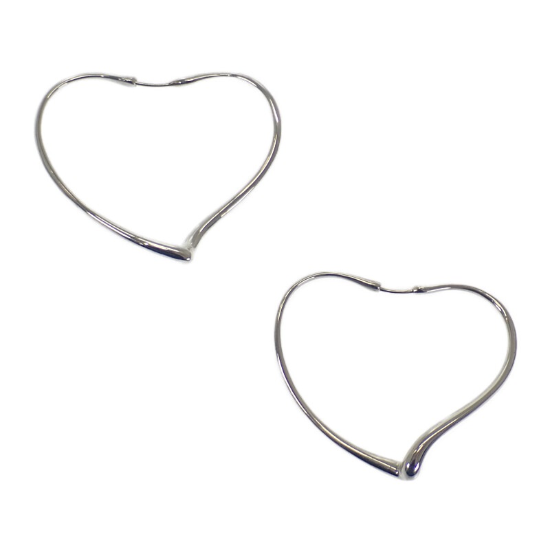 オープンハート フープ ミディアム ピアス シルバー925 レディース かわいい 美品【Aランク】