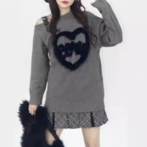 日本のサブカルチャーセクシーなオフショルダーセーターかわいいスタイルルーズ女子学生甘い秋と冬y2kホットガールトップファッション