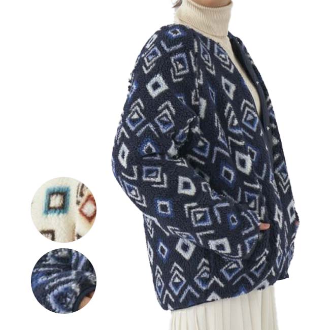 日本サイズ OceanPacific(オーシャンパシフィック／OP) 2023 FW レディース 柄ボア×キルティング リバーシブル 2wayブルゾン 553-211(23y11mトレーニング)