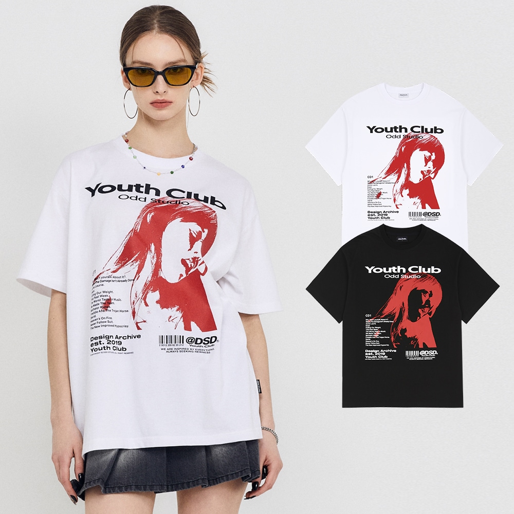 [ステッカーセット贈呈]フェイス グラフィック オーバーフィット Tシャツ - 2カラー