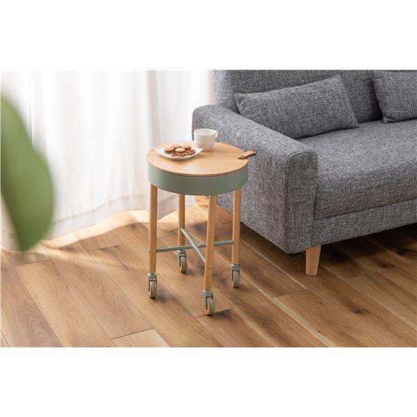 サイドテーブル 約W35xD35xH51.5cm グリーン 組立品