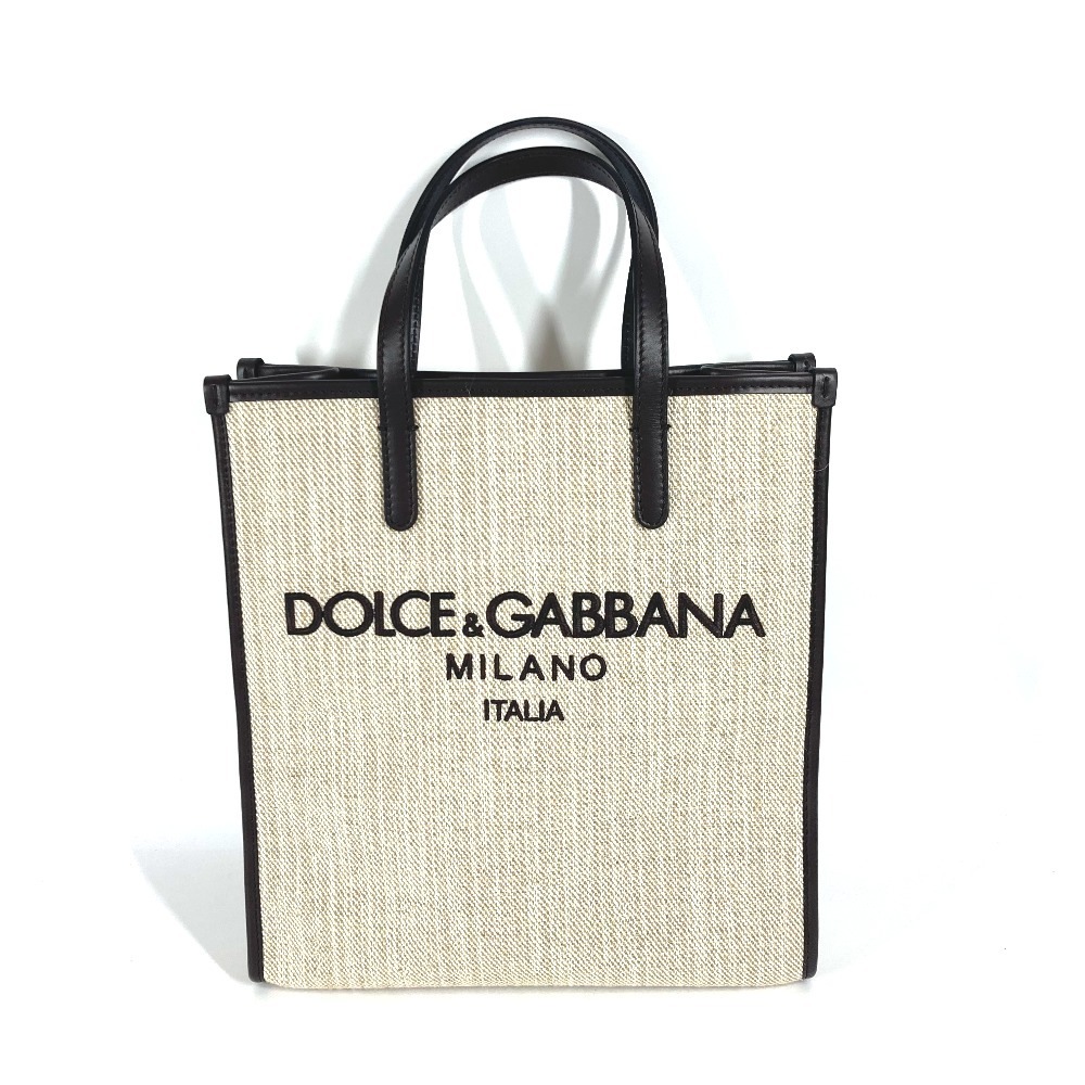 DOLCE&GABBANA ドルガバ トートバッグ BM2259 ショッピングバッグ 2WAYバッグ ショルダーバッグ 斜め掛け キャンバス/レザー ブラウン 40,040円