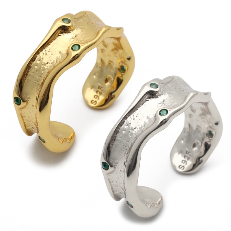 925 グリーンCZ リング [cr485]