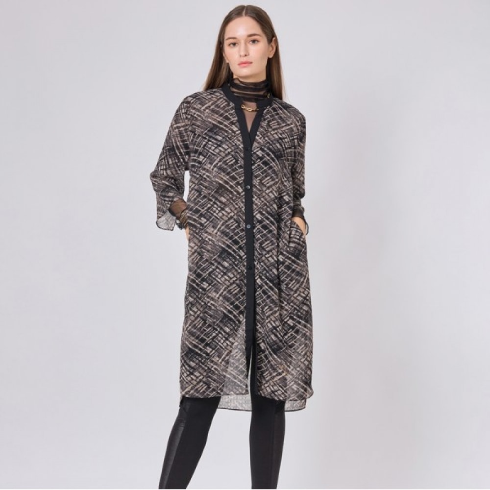 (Max Cartiggio) プリントシースルーシフォンカーディガン