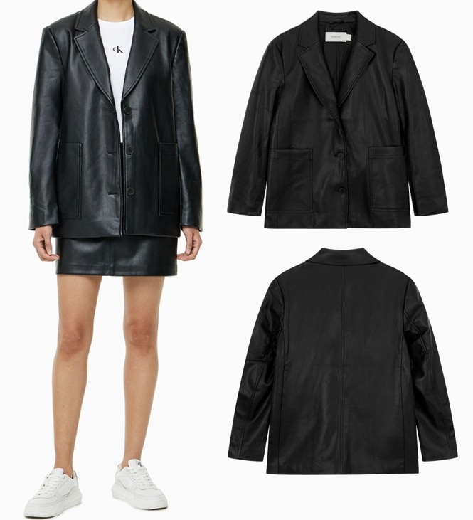 Faux Leather Blazer Jacket (J224309)