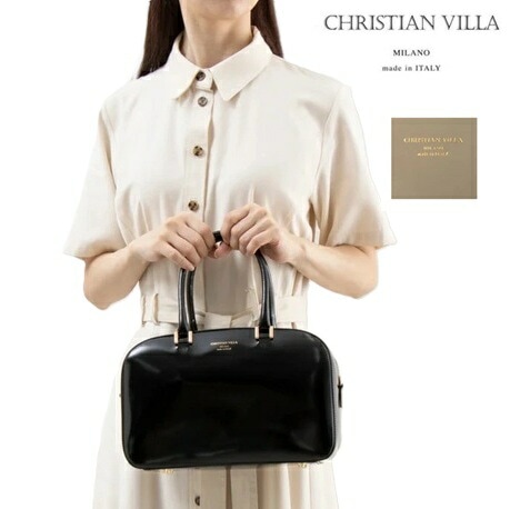 CHRISTIAN VILLA クリスチャンヴィラ ハンド バッグ 2WAY ショルダーバッグ レディース イタリア製 牛革 ガラスレザー 6150 柳橋唯さん着用モデル 6218 新カラー 25SSハンドバッグ