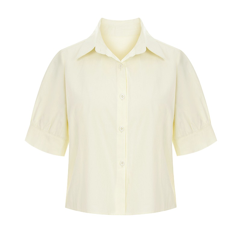 韓国発！トレンドホワイトプリーツカラ―シャツ