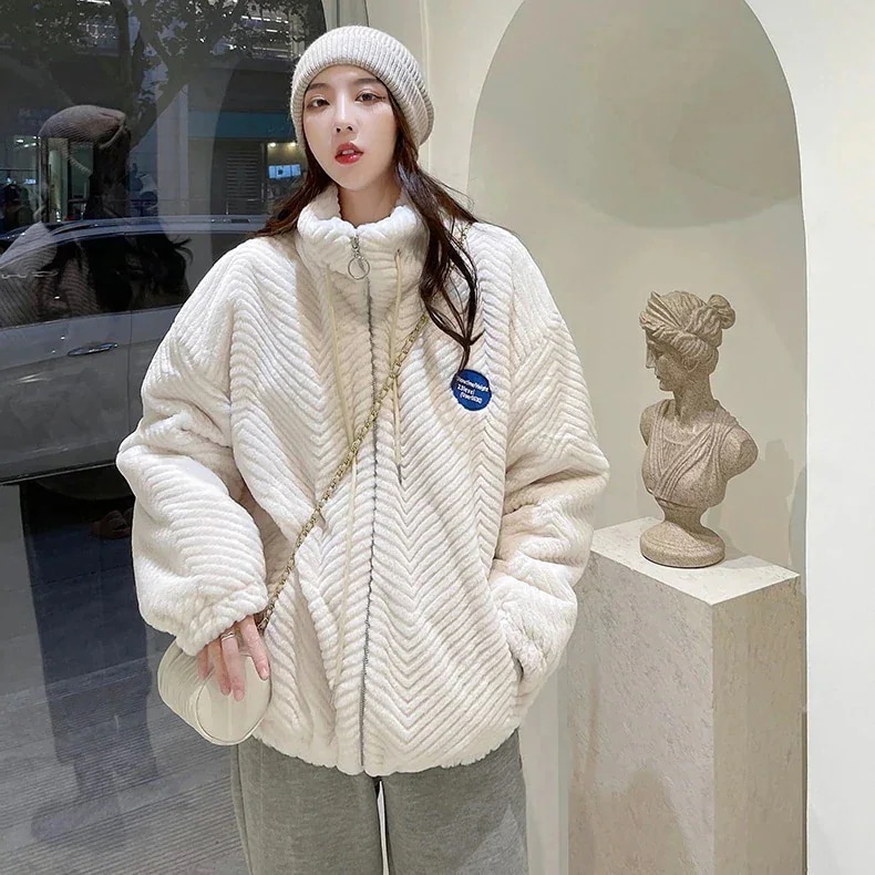 AWアウター可愛い カジュアル アウター ジャケット トップス ファッション アウター 厚手 防寒カジュアAWアウター 厚手 開き襟 韓国ファッション 皮毛一体 福袋30%制限