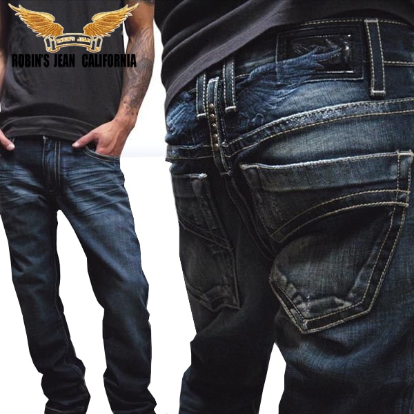 ロビンズジーン メンズ デニム ローライズ ストレート パンツ ROBINS JEAN Basic Vintage Dark INDWING 44