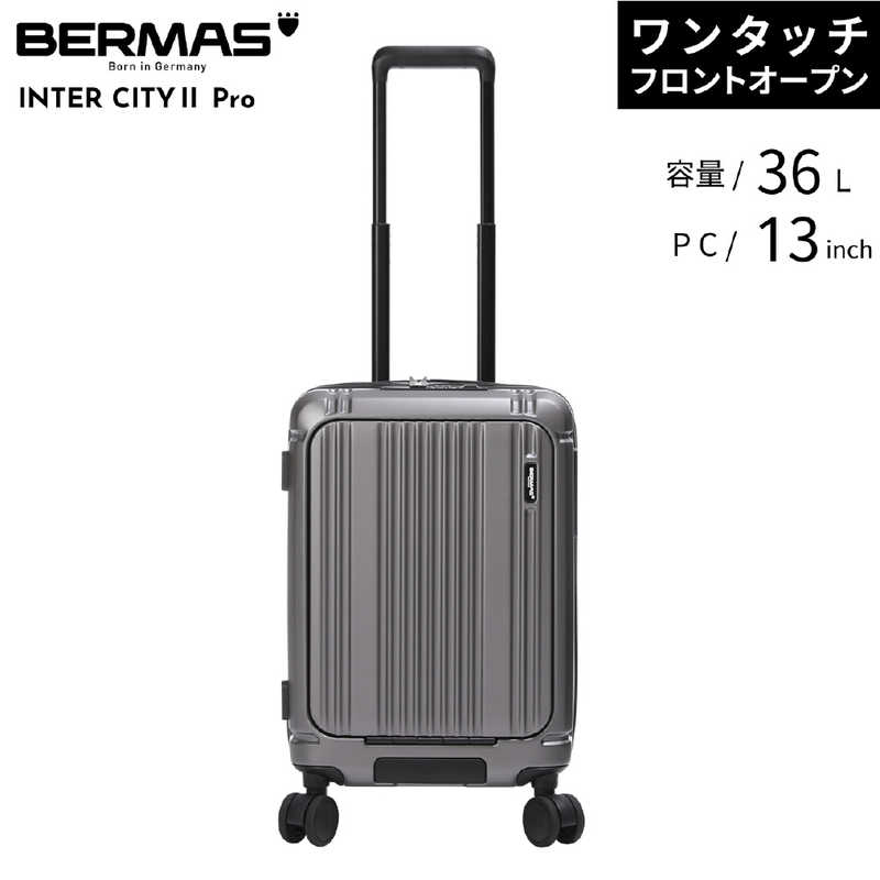 BERMAS　インターシティ2 ワンタッチフロントオープン 48c ストッパー機能付 INTER CITY2 PRO ［TSAロック搭載］ グレー　60566