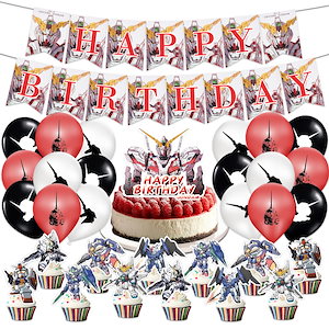 機動戦士ユニコーンガンダムをテーマにした誕生日パーティー装飾バルーンフラッグケーキフラッグ配置用品