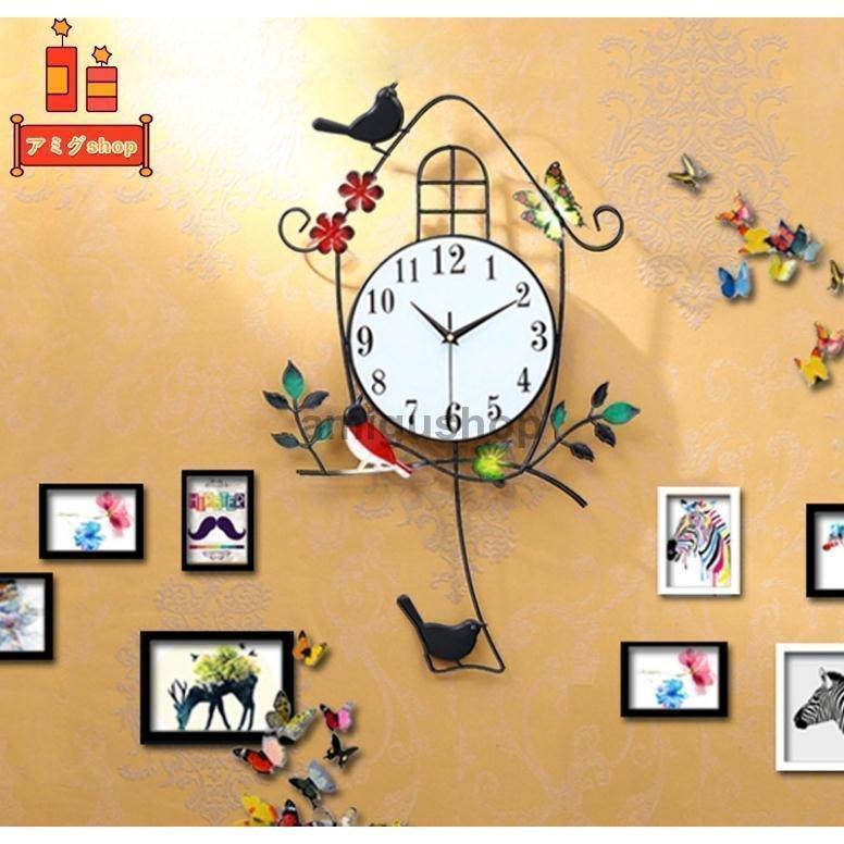 お部屋の鳥の壁掛け時計 掛け時計 かけ時計 壁飾り 北欧 おしゃれ 新築プレゼント適