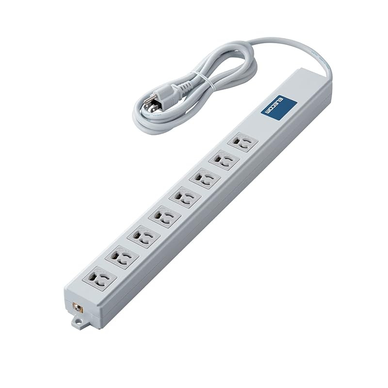 即納：エレコム 電源タップ 2m ロング型 3ピン 8個口 抜け止め 一括スイッチ RoHS指令準拠 法人向け ライトグレー T-H0620SR 9,005円