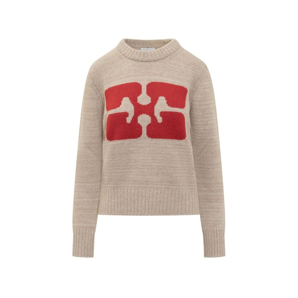 23FW GANI 女性用バタフライグラフィックプルオーバーニットペールカーキ K1960 531 STK