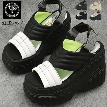 【公式SHOP特典キズ補修液付】ヨースケ 厚底 パテッドサンダル レディース スクエアトゥ 13cm 厚底ヒール